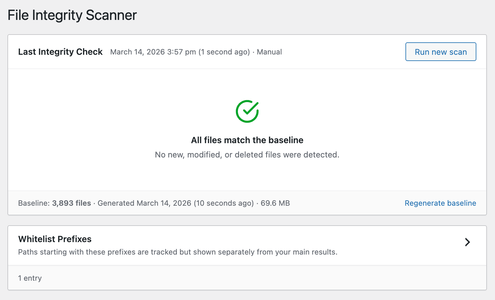 ABC Integrity dashboard showing all-clear status